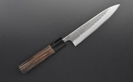 [金次郎] ペティナイフ(両刃) 刃渡り135mm 左利き・右利き使用可 槌目仕上げ 鋼 ステンレス 燕三条製 贈答用 ギフト 紙箱入り 【097S006】