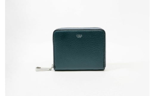 キプリス本革製ラウンドファスナーコンパクト財布　カラー：グリーン【革小物 革製品 ソフトシュリンクレザー 牛革 しっとり シーズンレス 職人 コンパクト 財布】