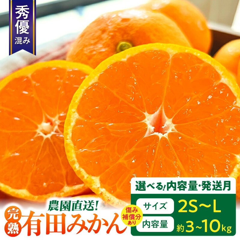 【ふるさと納税】【2025年先行予約】【限定】 農園直送 完熟 有田みかん 秀優混み 選べる 発送月 11月 ～ 1月 内容量 3kg ～ 10kg + 200g 補償分 2S ～ L サイズ 混合 品種 おまかせ みかん 甘み 酸味 深い味わい フルーツ デザート お取り寄せ 和歌山県 湯浅町 送料無料