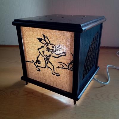 ふるさと納税 葛城市 紫檀　行　灯(鳥獣戯画)