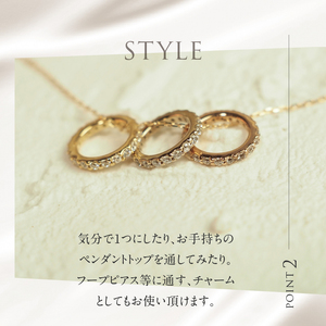 K18YG/WG/PG　3カラーダイヤモンドリングペンダント ペンダント ネックレス リングペンダント アクセサリー レディース ジュエリー K18 イエローゴールド ホワイトゴールド ピングゴールド