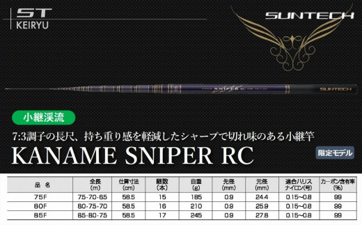 【日本製・渓流竿】 KANAME SNIPER RC 80F（235-2）