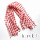 【ふるさと納税】【harukii】細太チェック長綿ガーゼミニストール (レッド) | クラフト 民芸 雑貨 ファッション 人気 おすすめ 送料無料