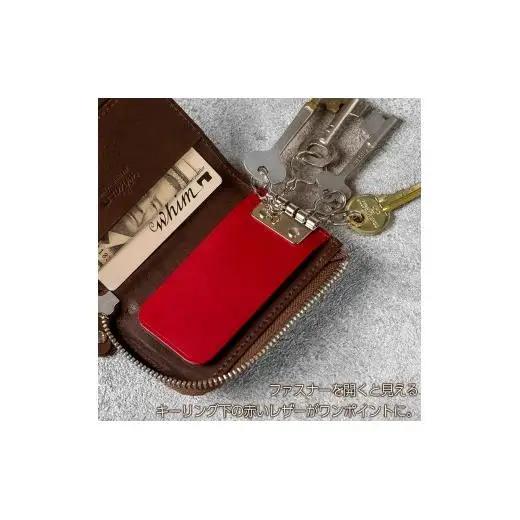 ファスナーキーケース４連 Andy 日本製 革製品 本革 レザー 手作り 鍵 カギ ブラウン