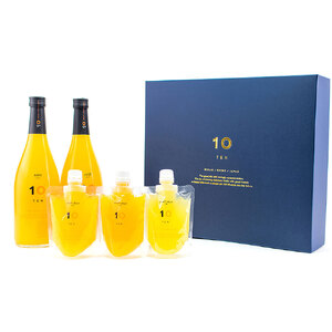愛媛 みかん 果汁 100% ストレート ジュース と ゼリー の ギフト セット 720ml  2本 と ゼリー 3個 10 FACTORY  |みかん 柑橘 手提げ袋付 オレンジ 国産 贈答 内祝