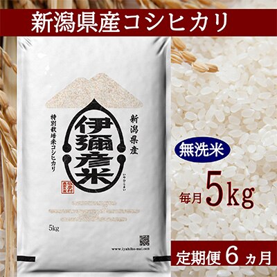 2022年11月発送開始『定期便』【令和4年産】特別栽培米コシヒカリ「伊彌彦米」無洗米5kg全6回