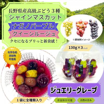 ふるさと納税 中野市 【長野県産】ジュエリーグレープ〔3パック〕〔高級ぶどう3種使用〕〔化学合成添加物・砂糖不使用〕