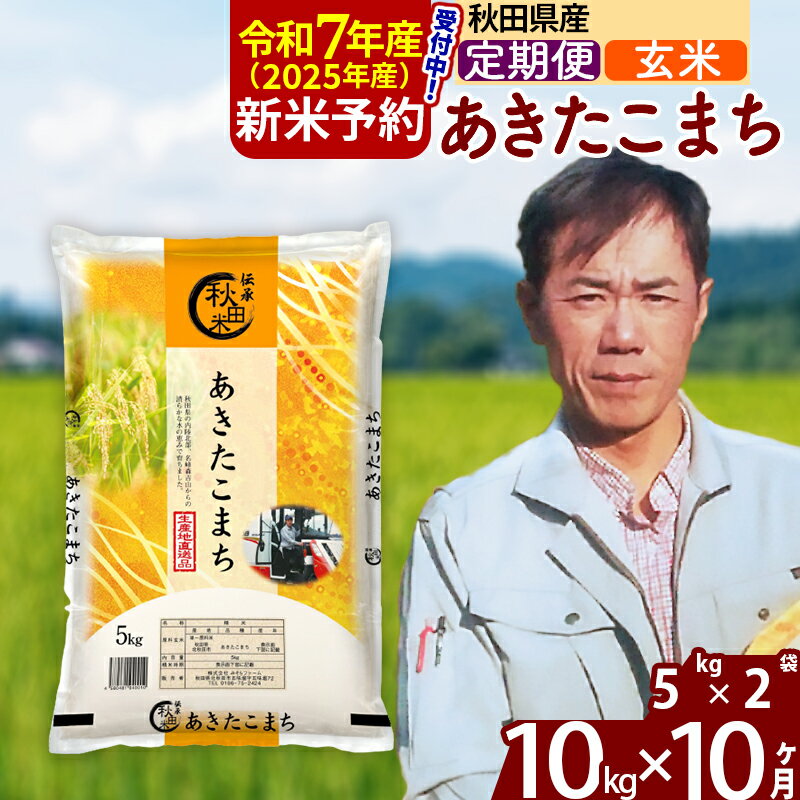 【ふるさと納税】※令和7年産 新米予約※《定期便10ヶ月》秋田県産 あきたこまち 10kg【玄米】(5kg)2025年産 お届け周期調整可能 隔月に調整OK お米 みそらファーム
