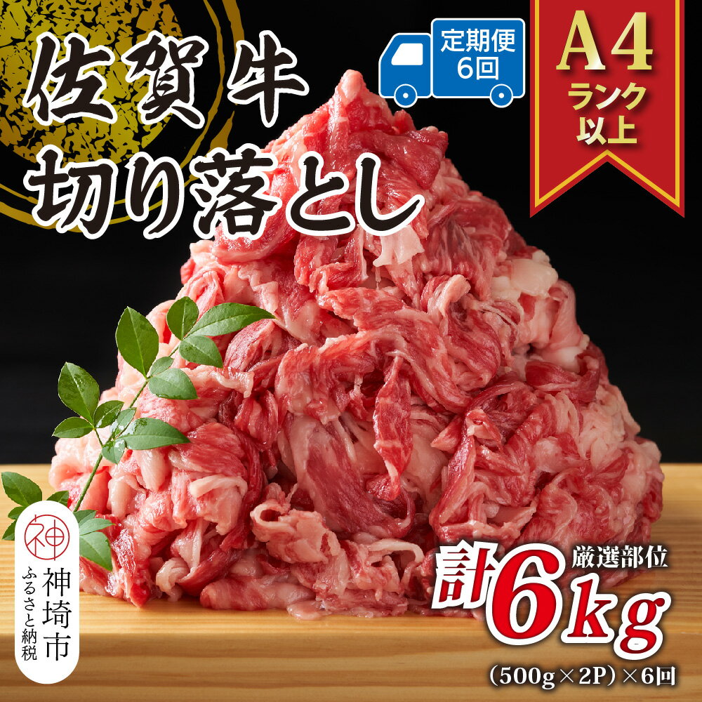 【ふるさと納税】【6か月定期便】艶さし！【A4〜A5】佐賀牛切り落とし 1kg(500g×2P)×6回【肉 牛肉 ブランド牛 黒毛和牛 ふるさと納税】(H112313)