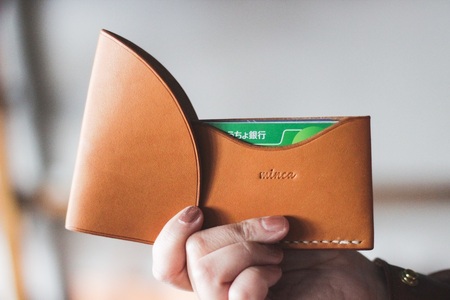 【minca】栃木レザーのカードケース パスケース 定期入れ 名刺入れ コンパクト/スライドカードケース/キャメル