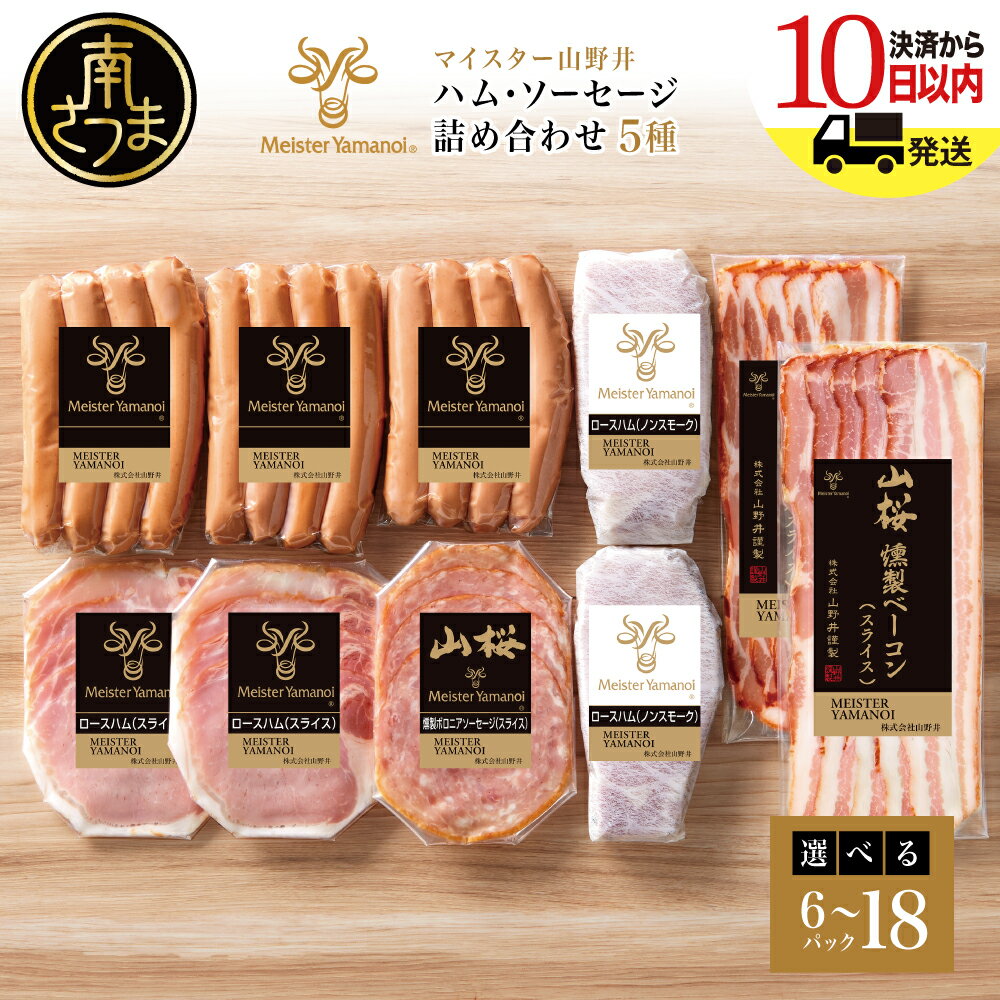 【ふるさと納税】マイスター山野井 ハム・ソーセージ 5種 詰合せ 計6P～18P ★容量・お届け時期が選べる★ ウインナー ベーコン ハム スライス お取り寄せ 肉 豚肉 詰め合わせ 詰合せ セット ご当地 鹿児島 グルメ オードブル 惣菜 ギフト 贈答 冷蔵 南さつま市