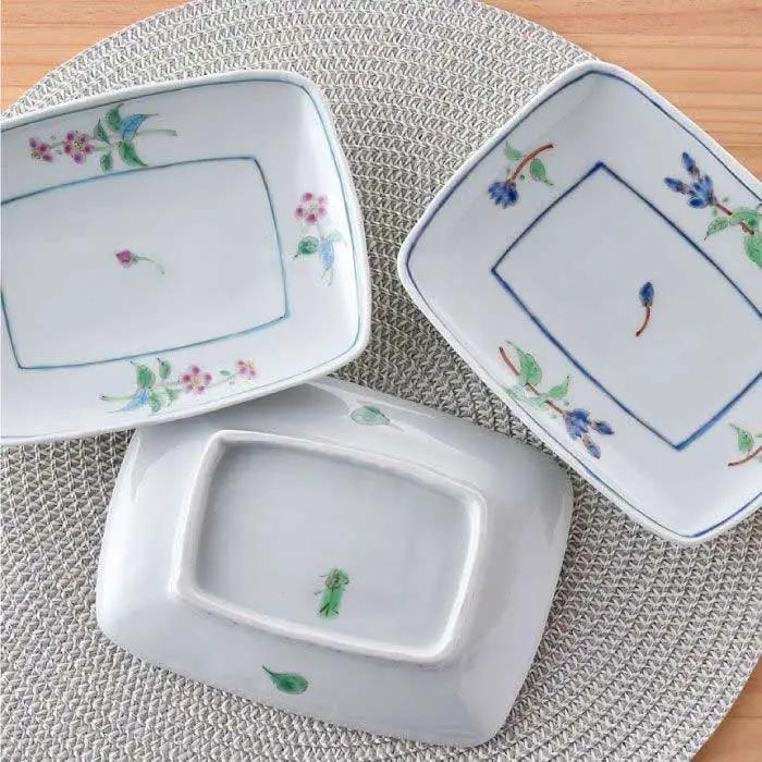 【波佐見焼】小花紋 角皿 3枚組 食器 皿 【藍水】 [GB24]  波佐見焼