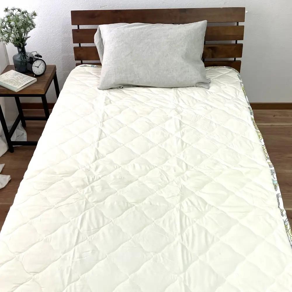【訳あり 数量限定】消臭わた入り ガーゼプリント 敷パッド 1枚 【クイーン】160×205cm ベージュ SH-3008PQ