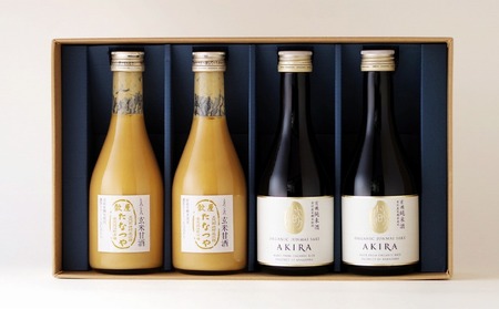 金沢大地　有機純米酒AKIRAと玄米甘酒のセット　※貼箱入