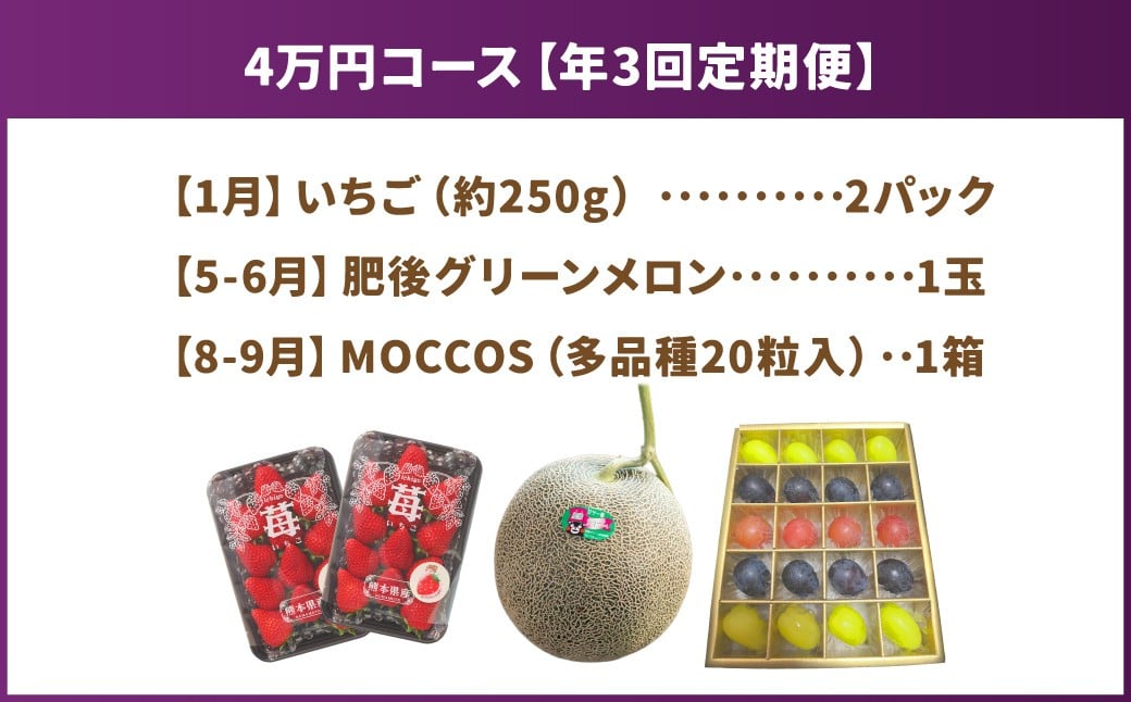 【年3回定期便】くまもとモン（熊本県産品）定期便（フルーツ編）寄附額4万円コース