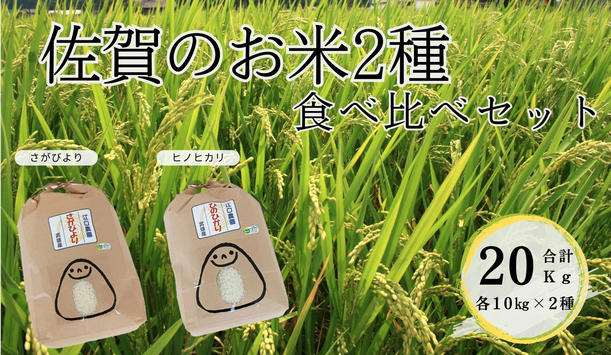 佐賀県産のお米２種「さがびより」「ヒノヒカリ」をセットに致しました。二つの品種を食べ比べていただければと思います。