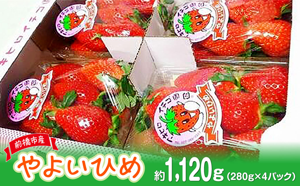 家庭用いちご　やよいひめ（群馬県オリジナル品種のイチゴ）約280g×４パック（箱入り）