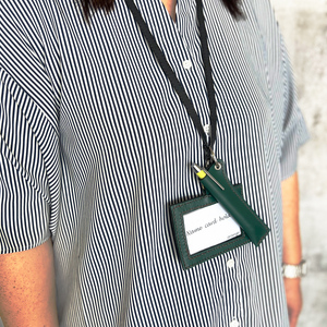 レザー3点セット グリーン (ネームフォルダー、ペンフォルダー、カードケース)｜名刺入れ 文房用品 事務用品 ビジネス 手作り [0186]