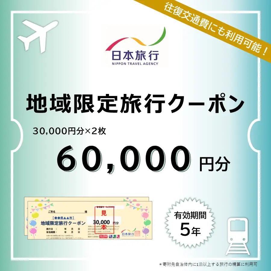 北海道登別市 地域限定旅行クーポン 60,000円分 日本旅行 トラベルクーポン 納税チケット 旅行 宿泊券 ホテル 観光 旅行 旅行券 交通費 体験 宿泊 夏休み 冬休み 家族旅行 ひとり旅 カップル 夫婦 親子 登別名旅行