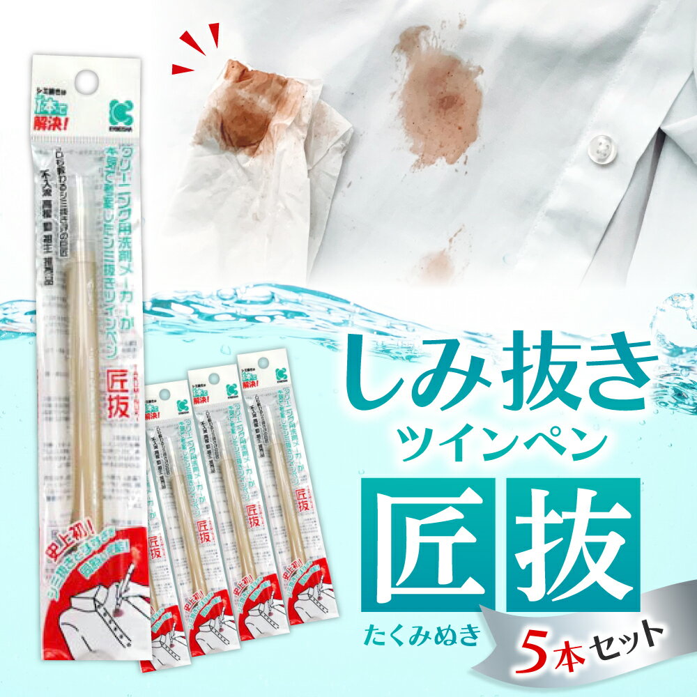 【ふるさと納税】しみ抜きツインペン匠抜 5本セット 奈良市 共栄社化学株式会社 プロの染み抜き師の技術を応用しています なら