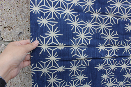 武州正藍染　麻の葉のれん　１７０ｃｍ