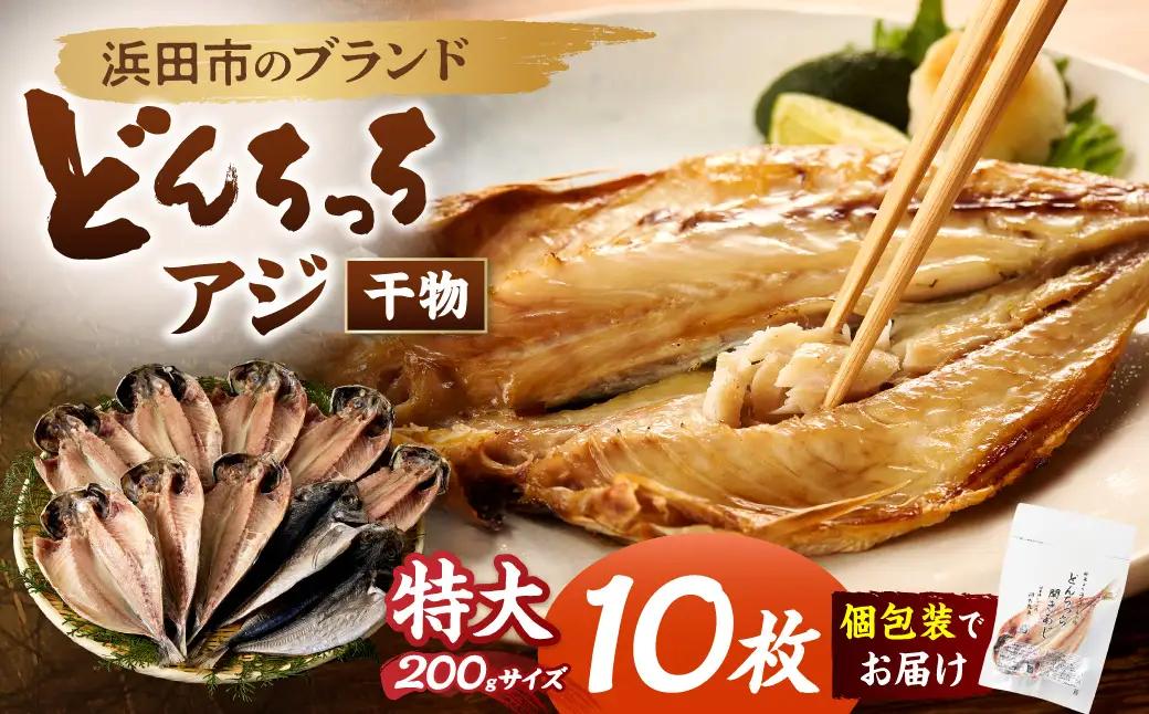 浜田市のブランド「どんちっちアジ」干物特大（200gサイズ）10枚個包装【019_1951】