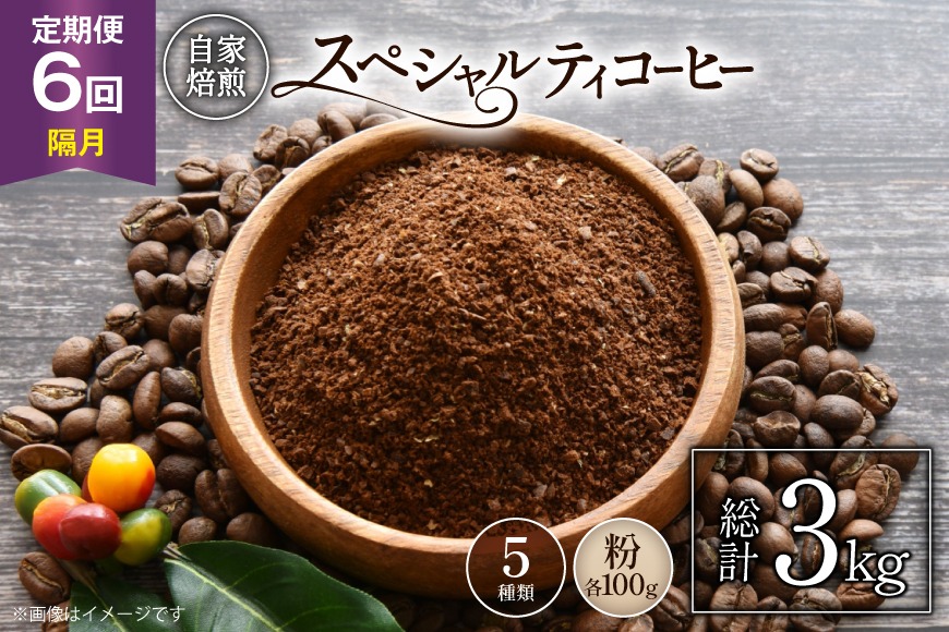 【年間定期便】八ヶ岳珈琲 スペシャルティコーヒー 粉 100g 5種類 計 500g 隔月6ヶ月 [アフターゲームカフェ 山梨県 韮崎市 20745262] 珈琲 コーヒー コーヒー豆 珈琲豆 自家焙煎 焙煎 定期便