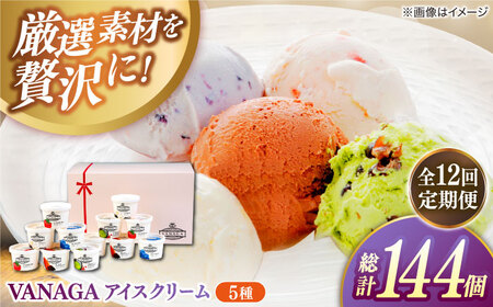 【全12回定期便】VANAGA 5種類のアイスクリーム12個入り アイス [AIBH031]