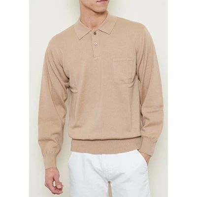 【ふるさと納税】日本製 カシミヤ100% ポロセーター ベージュ Lサイズ [2538]