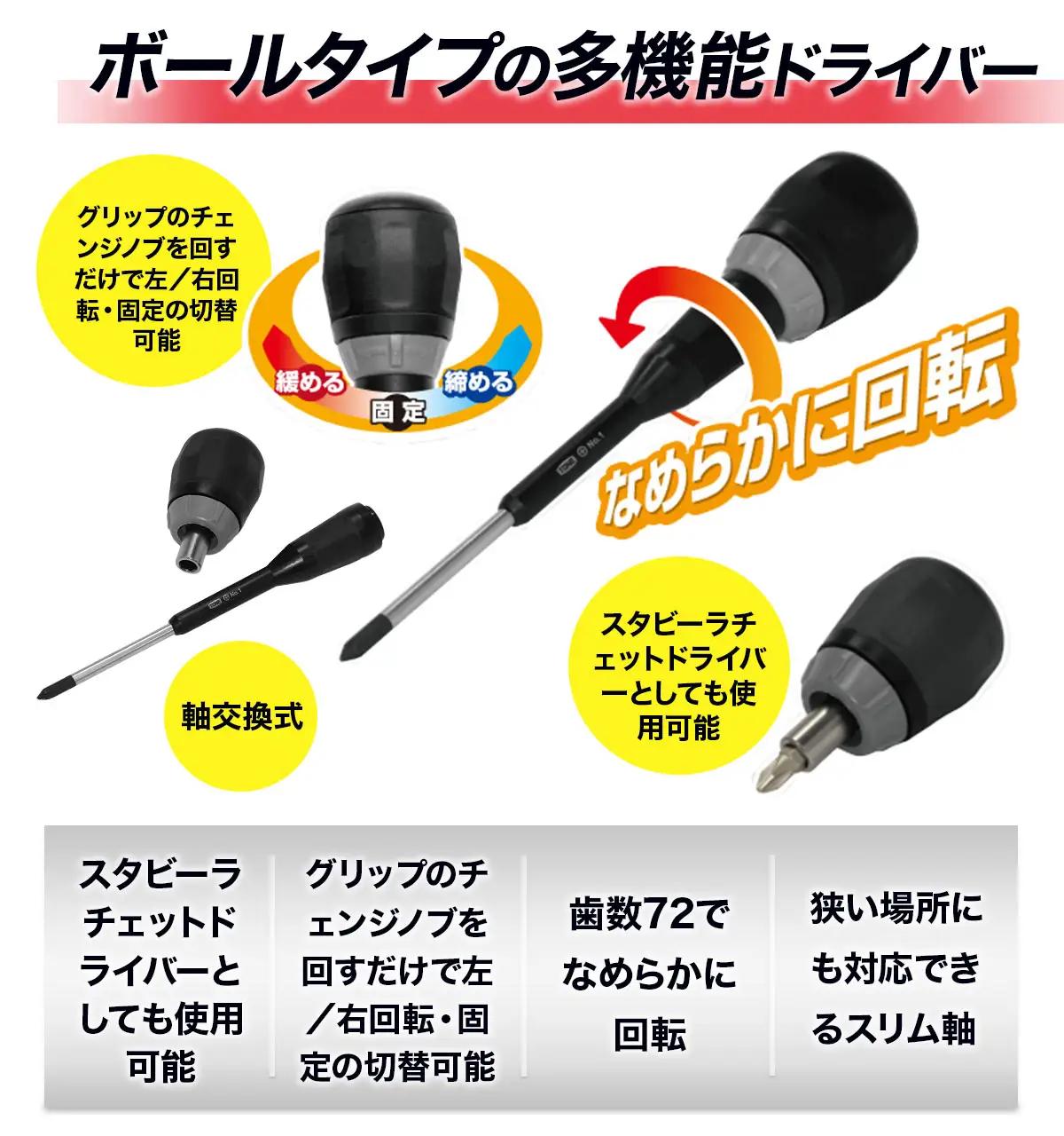 TONE トネ ボールラチェットドライバーセット RDBS11　工具　TONE　トネ 15001-40000388｜工具 整備士 自動車 バイク DIY メンテナンス