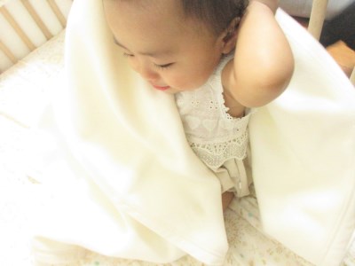 毛布の町 泉大津市産・ベビー毛布 (無地) アイボリー色 [3455]