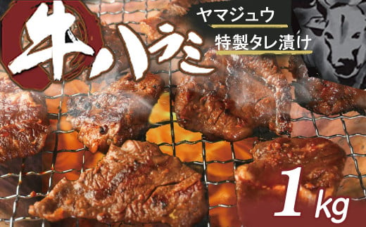 yj062ヤマジュウの特製タレ漬け！牛ハラミ肉１ｋｇ