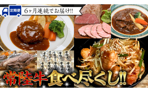 
【定期便】 【6回コース】 常陸牛 食べ尽くし 定期便 （6ヶ月連続でお届け） 牛肉 黒毛和牛 国産 贅沢 ビーフシチュー ハンバーグ ローストビーフ 牛もつ ホルモン 簡単 お手軽 [AU035ya]
