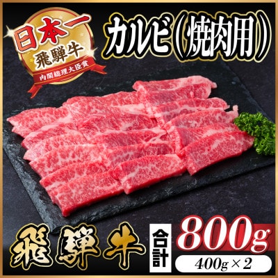 飛騨牛　厳選カルビ(焼肉・BBQ用)800g　A4～A5等級　小分け【配送不可地域：離島】【1543784】