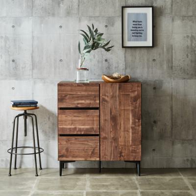 ふるさと納税 大川市 キャビネット 幅80cm 高さ89cm 奥行33cm ブラウン【フィスバ 80 ドア引出】