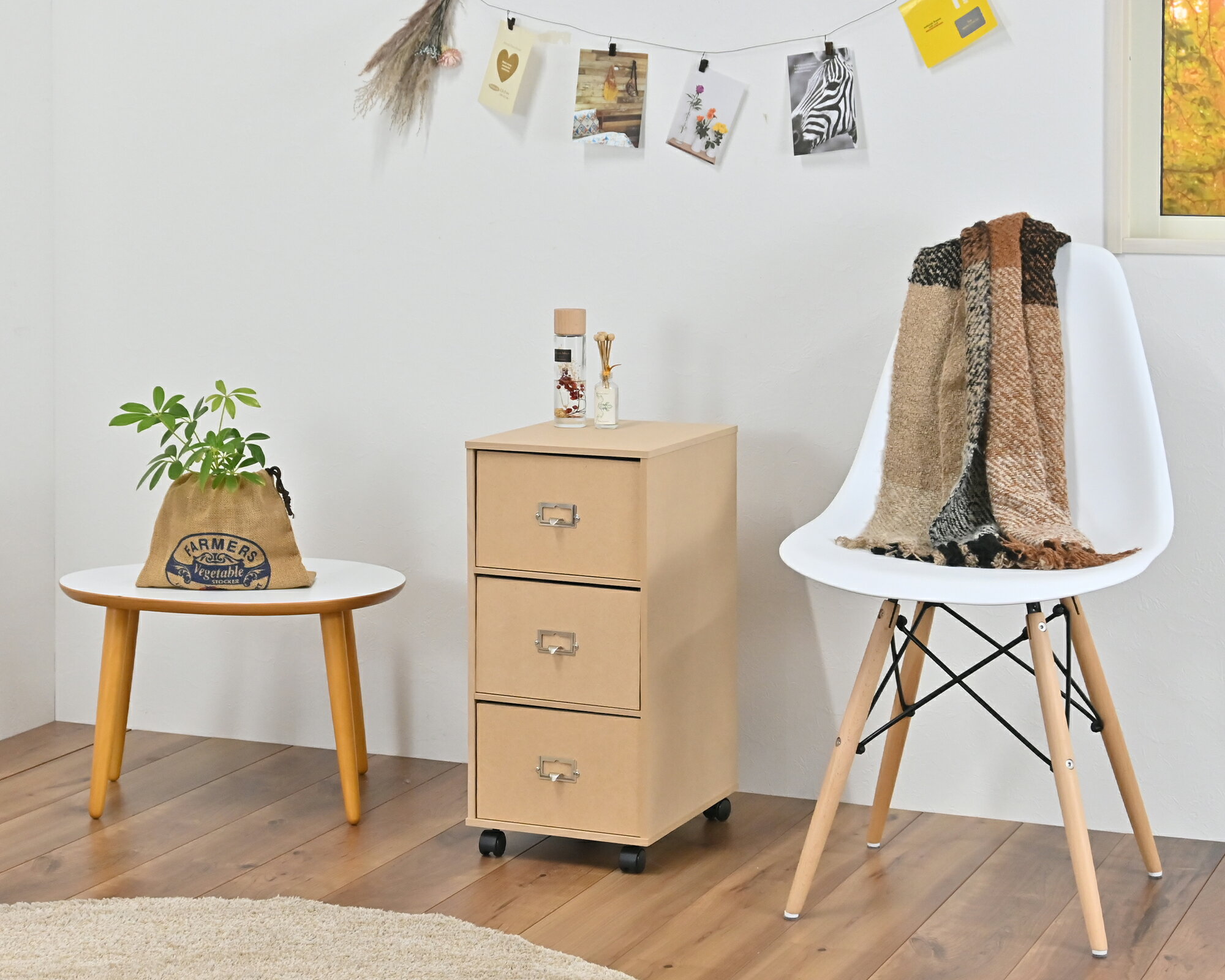 【ふるさと納税】ナチュラルチェスト 引き出し3段 [ フクダクラフト 収納ケース キャスター付 収納 引き出し 木製 インテリア シンプル 兵庫県加東市 加東市 ]