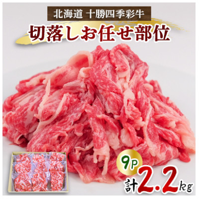 訳あり 十勝四季彩牛 切落し 2.2kg(250g×9P) 国産交雑種  お任せ部位 小分け セット【配送不可地域：離島】【1346043】