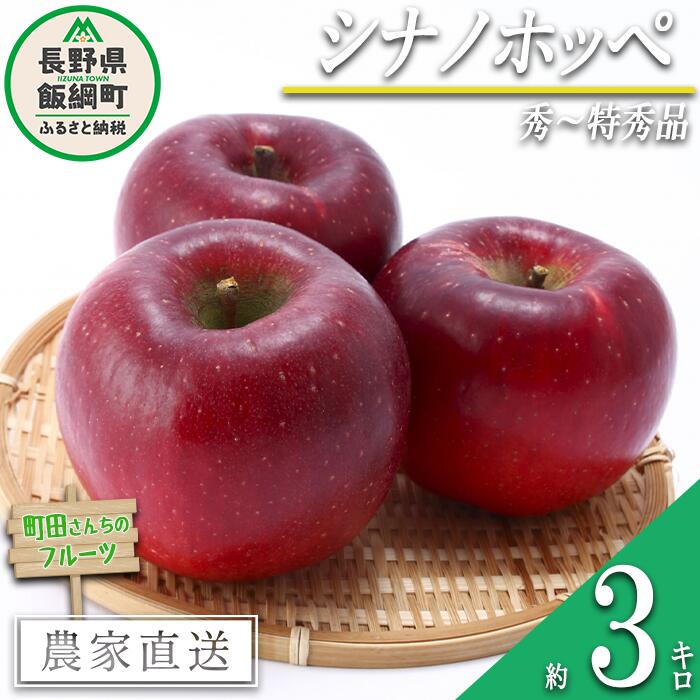 【ふるさと納税】 りんご シナノホッペ 秀 〜 特秀 3kg 沖縄県への発送不可長野県 飯綱町 〔 リンゴ 林檎 果物 フルーツ 信州 長野 12000円 予約 農家直送 〕発送期間：2025年11月上旬〜2025年12月上旬{***}