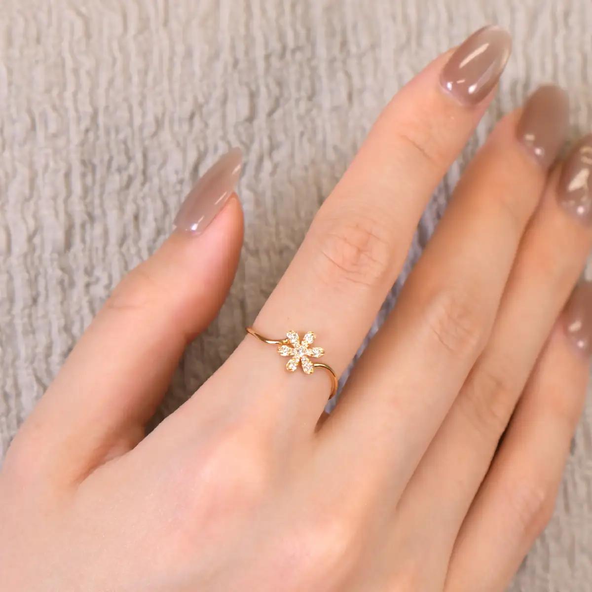 K18ダイヤブリリアントフラワーリング0.12ct　R222 260-017