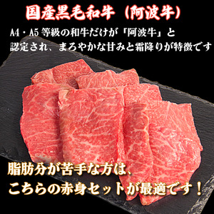 定期便6回 阿波牛 赤身焼肉セット 600g 冷凍 国産 黒毛和牛