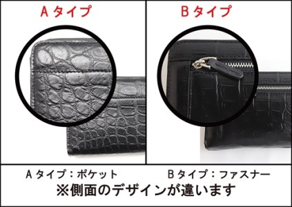 クロコラウンドファスナー カルムウォレット【Matte/マット】＜マットブラックB＞/長財布 革 クロコダイル [2271]