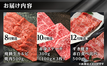 《まるごと定期便》6回 偶数月 厳選 お届け 飛騨牛 三昧 肉 肉づくし 白川郷 もも肉 切り落とし サーロイン ステーキ しゃぶしゃぶ すき焼き120000円 12万円 国産 焼肉 カルビ 牛肉 A
