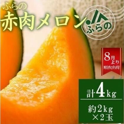 【ふるさと納税】2025年夏発送 JAふらの厳選！ふらの 赤肉 メロン 2kg×2玉 メロン めろん 富良野メロン 果物 くだもの フルーツ 富良野 デザート 北海道 贈り物 ギフト 果物類 メロン赤肉 赤肉メロン 　お届け：2026年8月上旬～9月下旬