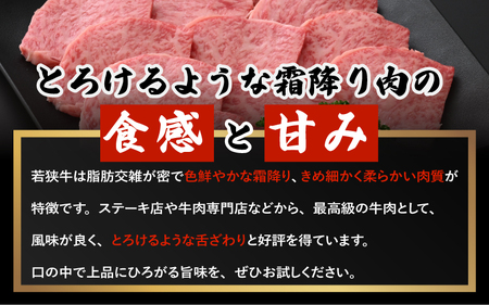 若狭牛 和牛ロース焼肉用 計500g （250g ×2パック）福井県産 ロースA4等級 以上を厳選！【牛肉 黒毛和牛 黒毛 和牛 冷凍 小分け バーべキュー グルメ】 [e02-c011]