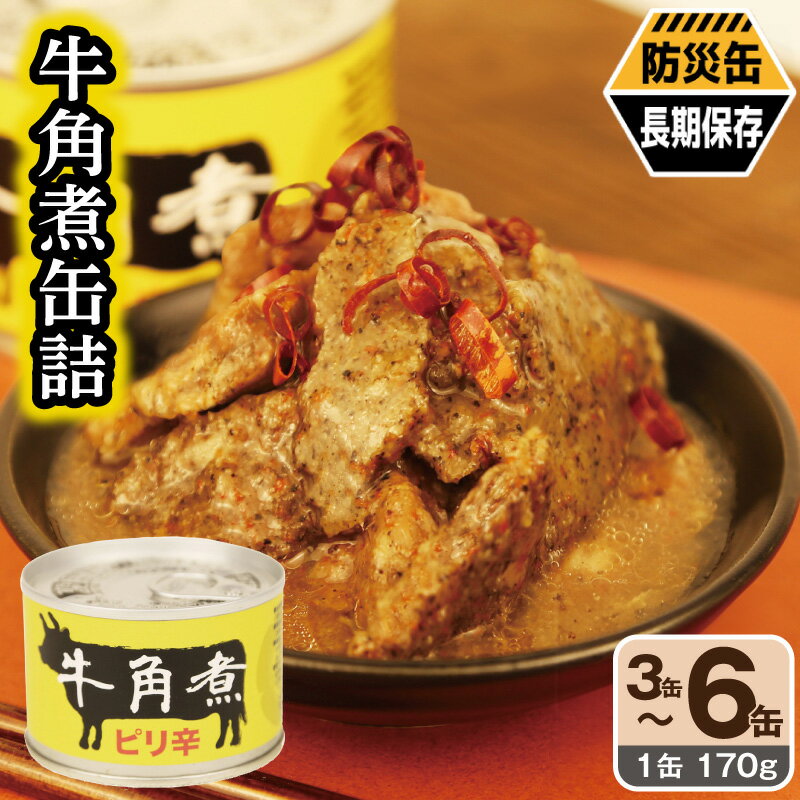 【ふるさと納税】牛角煮 缶詰 選べる 3缶 / 6缶 セット 醤油ベース 甘辛 ピリ辛 タレ にんにく スパイス 肉 牛肉 牛バラ肉 そのまま 温めても 美味しい おつまみ BBQ キャンプ アウトドア 防災 備蓄 非常食 保存食 常備 防災缶 長期保存 贈り物 大阪府 泉佐野市 送料無料
