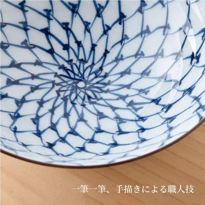 【波佐見焼】手描き掛け網 茶碗 大 ・ 中・ 小 3点セット【まるしん】 どんぶり 丼 食器 [WD13]  波佐見焼