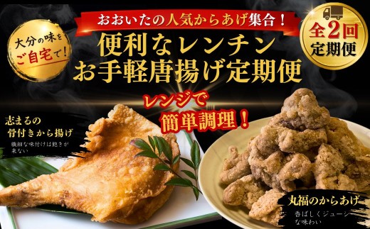 【竹田市・国東市】おおいたの人気からあげ集合！便利なレンチンお手軽唐揚げ定期便 計2回 | から揚げ おかず お弁当 鶏肉 冷凍 国産 九州 大分県