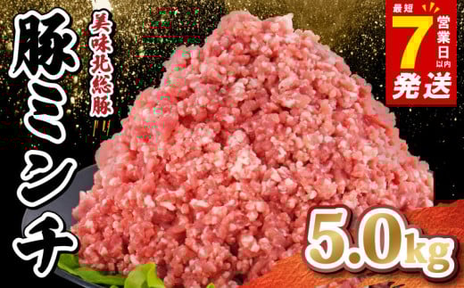 ミンチ 豚肉 5kg 豚ミンチ ＜ 最短7営業日以内発送 ＞ 小分け 真空パック （ 500g × 10P ） 国産 豚 ひき肉 挽肉 挽き肉 国産豚 精肉 千葉県産 銘柄 美味北総豚 ジューシー 人気 ハンバーグ 餃子 そぼろ 麻婆豆腐 銘柄豚 送料無料 冷凍 千葉県 旭市 産地直送 旭食肉協同組合 ask017