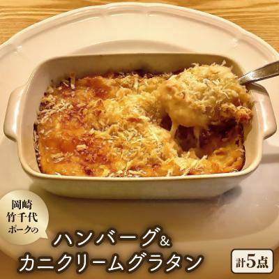 ふるさと納税 岡崎市 【新ブランド豚使用】愛知県岡崎市から贈る、岡崎竹千代ポークのハンバーグとカニクリームグラタン