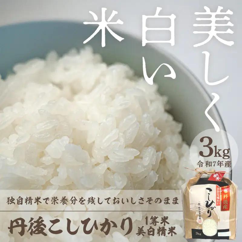 令和7年産 美白精米 丹後こしひかり 3kg 1等米